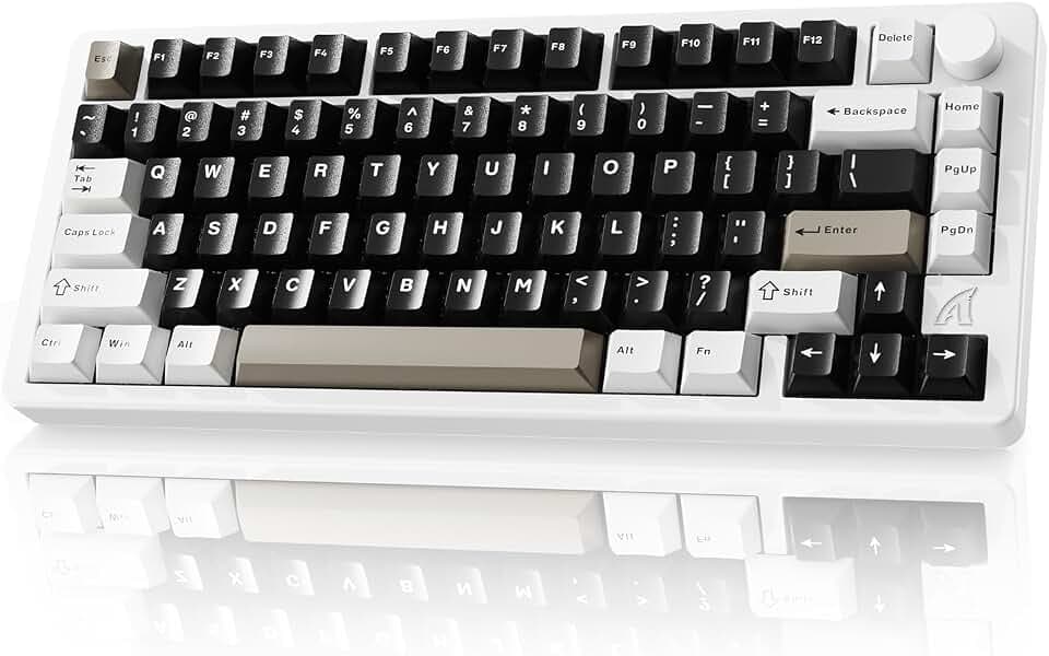ATTACK SHARK X86 75% Wireless Mechanical Keyboard - CNC Aluminum, Gasket Mount, Tri-Mode, Hot-Swappable, Matcha Linear Switches, RGB, 4000mAh, 5-Layer Dampening, Volume Knob (Milk White)