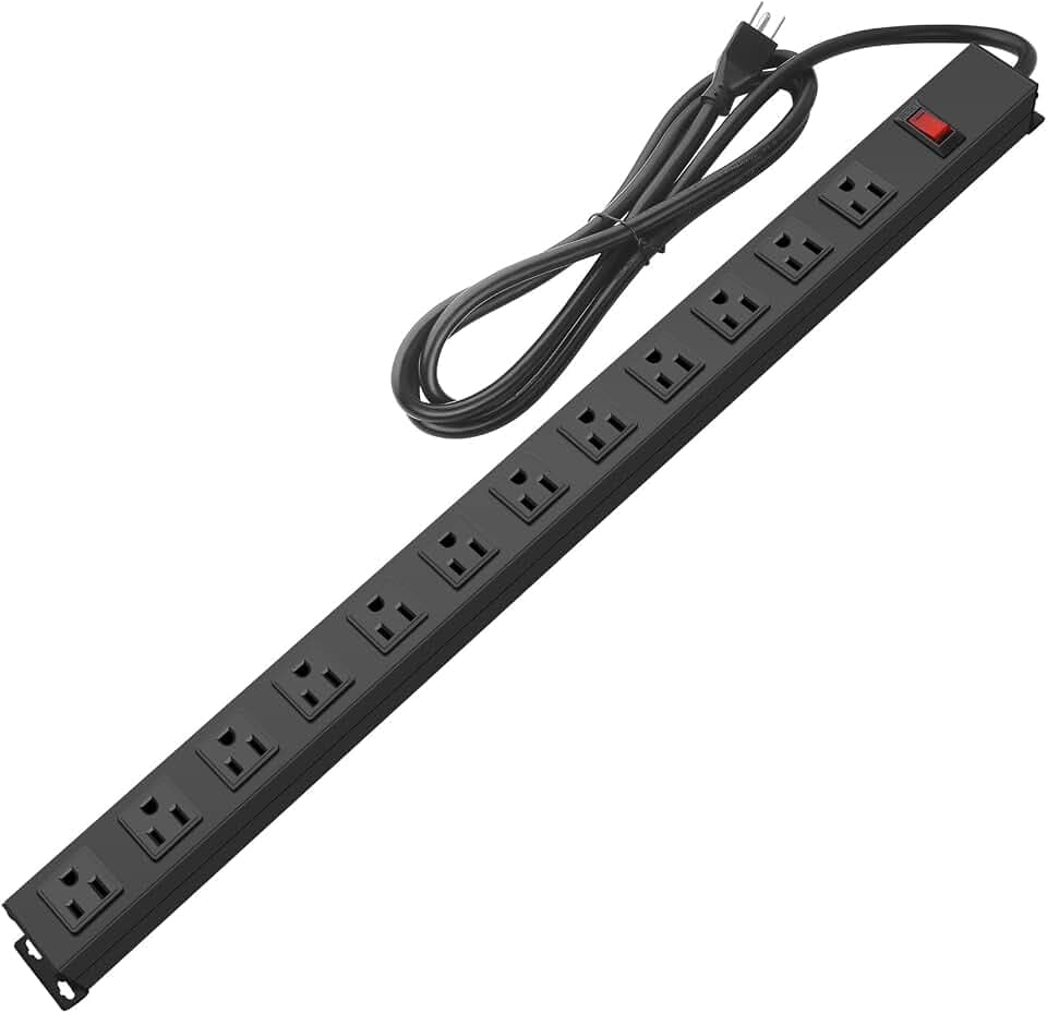 HHSOET Long Power Strip Surge Protector, 12 Ports, Black, 10FT