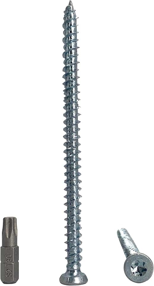 Holzschrauben 7,5 x 132 mm, verzinkter Stahl, 30 Stück, Torx-Kopf, Mauerwerk, Flachkopf (30, 7,5 x 132 mm)
