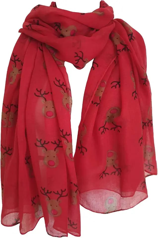 Damen-Schal mit Rentier-Motiv, Weihnachtsdruck, Rudolph-Schal, festliches Wintergeschenk