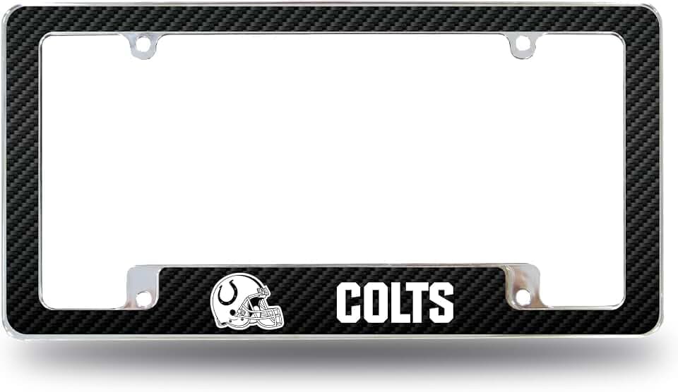 Rico Industries NFL Indianapolis Colts Black All Over Chrome Frame 12" x 6" Car/Truck Auto Accessory
