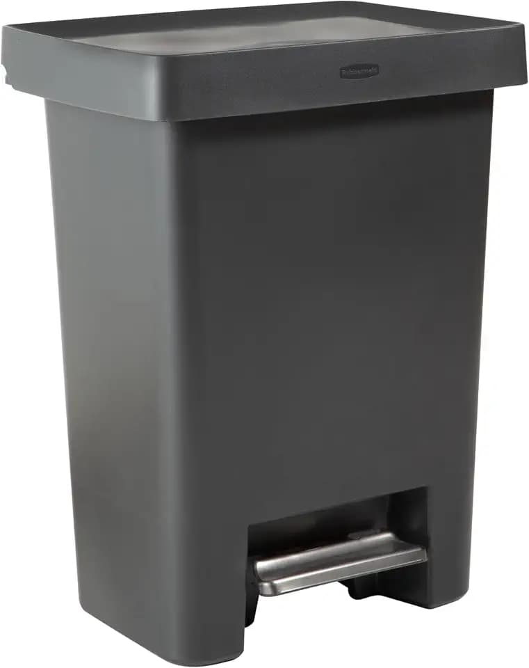 Rubbermaid High-Capacity Step-On Trash Can, 19 Gallon, Single or Dual Stream Trash or Recycling, Charcoal, Stainless-Steel Pedal, for Home/Kitchen/Garage/Apartment