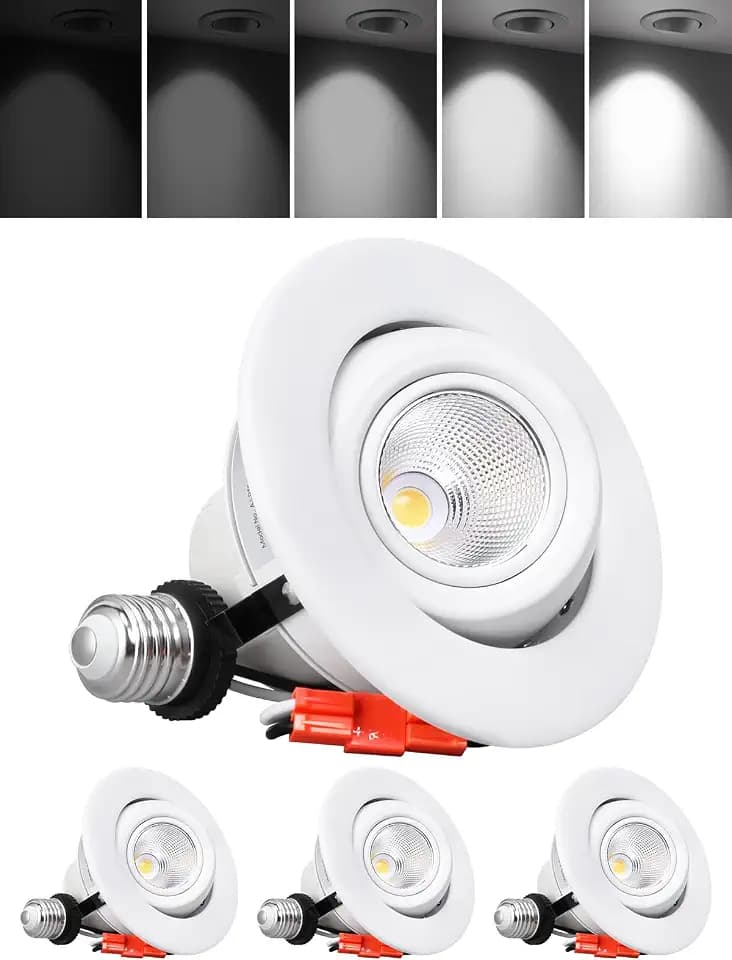 TORCHSTAR 4-Pack 4 Inch LED Eyeball Retrofit Recessed Light Dimmable, 5000K
