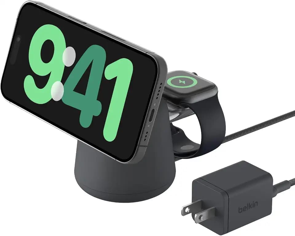 Belkin Qi2 15W Wireless Charging Dock, 2 in 1 Fast iPhone Charger