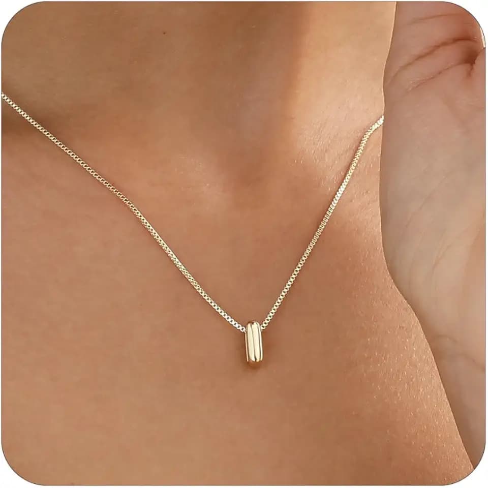 14K Gold Plated Bubble Letter Necklace, Tarnish Free and Waterproof Dainty Initial Necklace for Women, Trendy Personalized Gold Jewelry Gift for Her