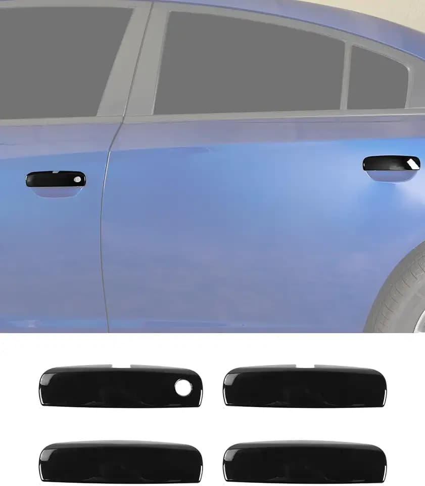 4Pcs Exterior Door Handle Covers Trim Overlay Compatible with Dodge Charger 2010-2024, Black Outside Door Handle Protector Shell for Dodge Charger Exterior Accessories