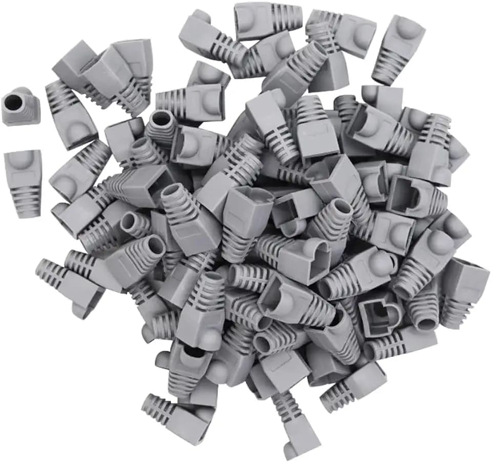 RJ-45 Strain Relief Boots RJ45 Boots Plastic Network Wire,100 PCS CAT5,CAT5E,CAT6 Plastic RJ45 Ethernet Network Cable Strain Relief Boots (Dark Grey)
