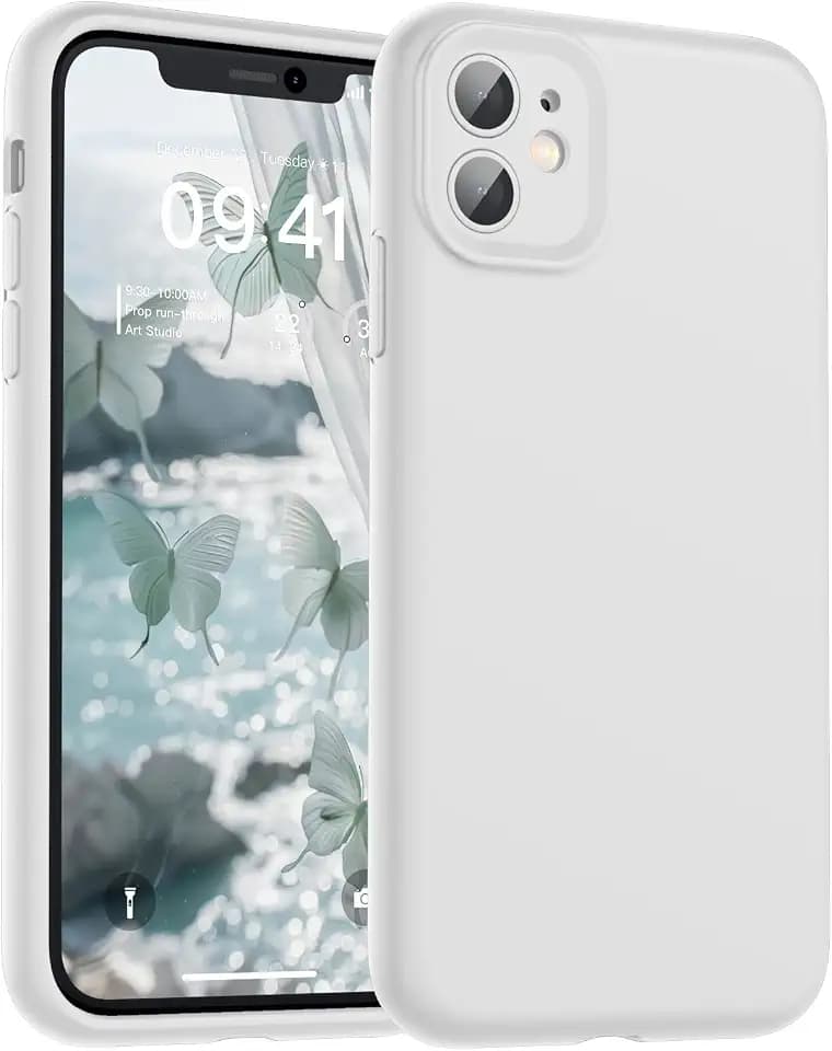SUPFINE Designed for iPhone 11 Case,Premium Liquid Silicone with [Soft Anti-Scratch Microfiber Lining][Upgraded Camera Protection] Slim Shockproof Protective Phone Case for Men Women Girls,White