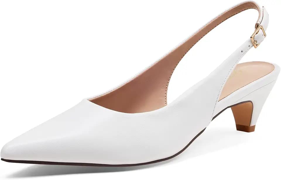 GENSHUO Women's Kitten Heels Closed Toe Slingback Pumps