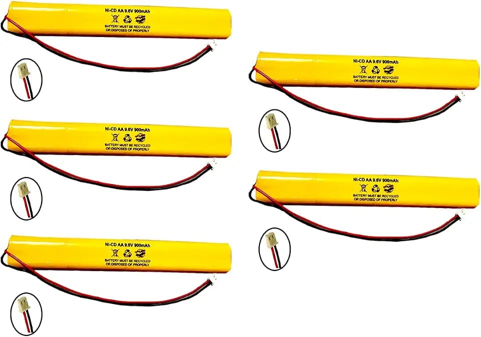 BBAT0043A Unitech BAT9.6V700 AA900MAH 9.6V ELB-B003 Lithonia ELB-B004 9.6v 900mAh Ni-CD Battery Pack Replacement for Exit Sign Emergency Light Fire Batteryhawk, LLC (5 Pack, 5, Count)