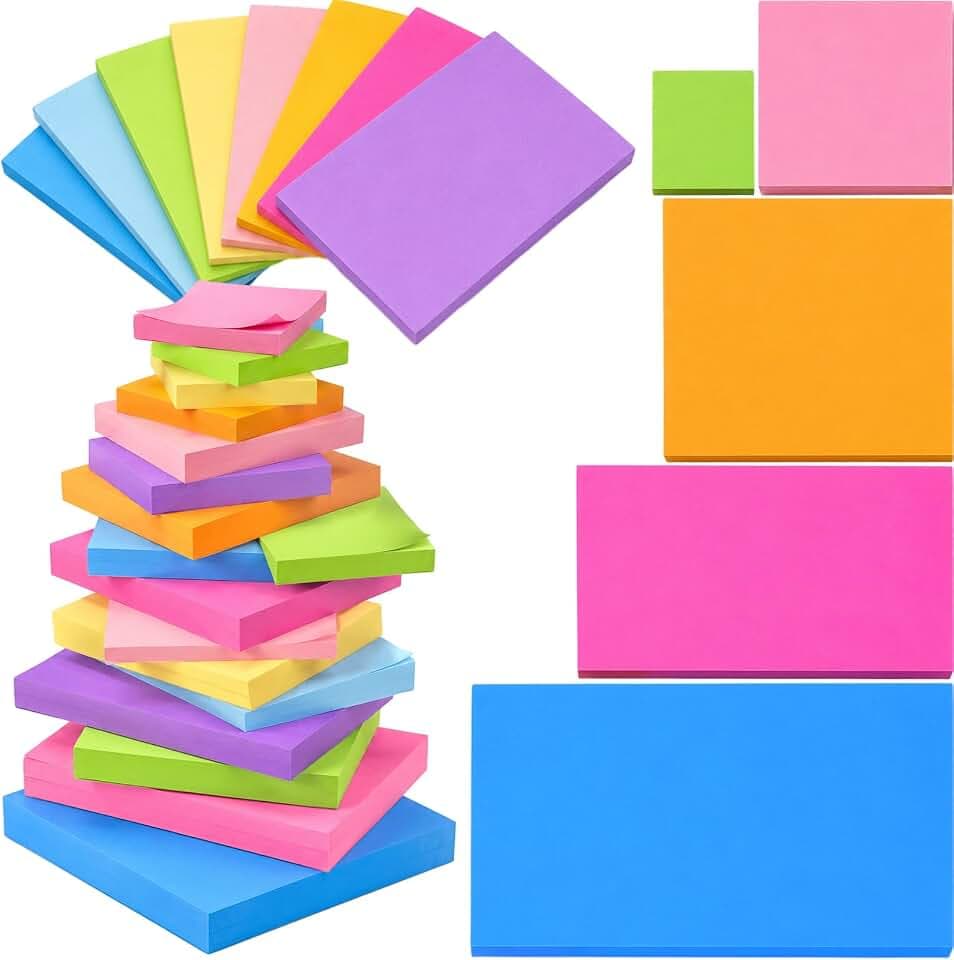 Thenshop 40 Pads Variety Size Sticky Notes Assorted Sizes Self Stick Notes