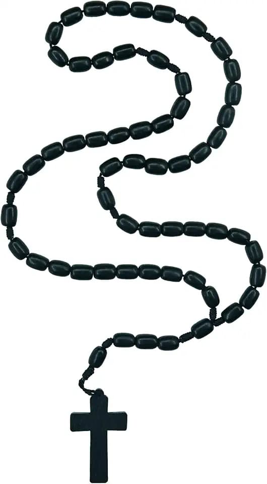 Catholica Shop - Catholic Religious Wear Wooden Beads Necklace with Wood Cross Pendant Catholic Rosary Necklace I Cross Necklace for Men Rosarios Catolicos Madera Made in Brazil…