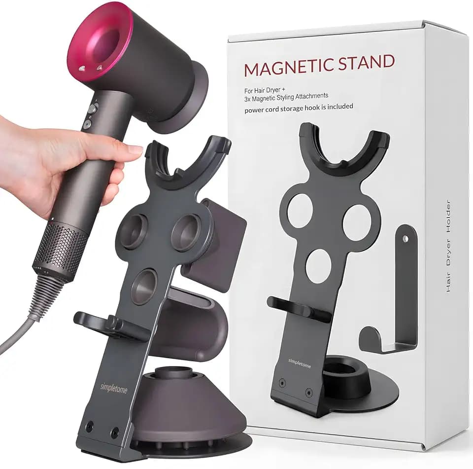 simpletome Haartrocknerhalter für Dyson und Andere Fönhalter Universal Halterung Standfuß aus legiertem Stahl Bad-Serie Haartrockner (GRAU)