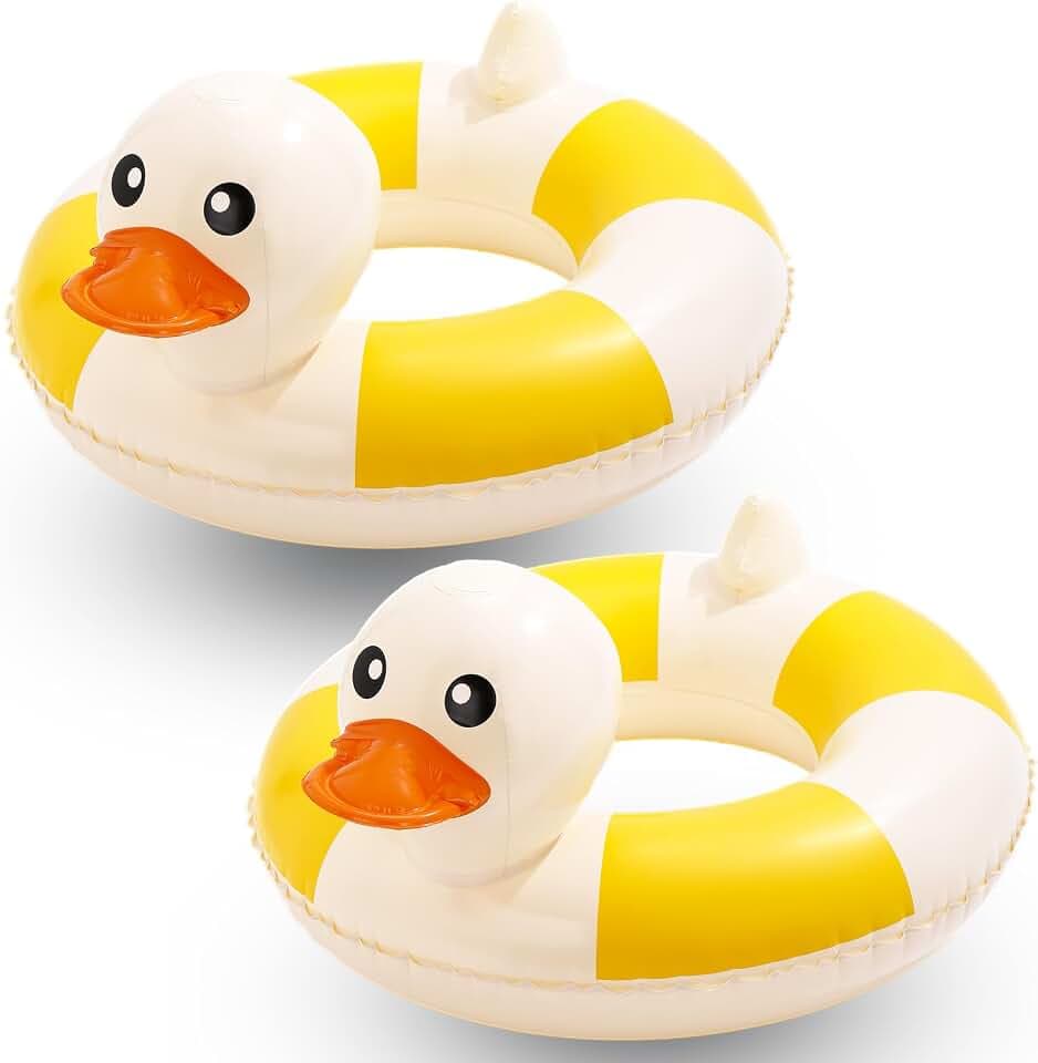 2-Pack Duck Pool Float - Fun Floaties Inflatable Swimming Pool Tubes Party Decorations, Summer Vacation Pool Floaty Swim Rings Raft Lounger for Teens Adults