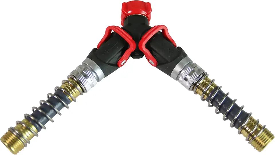 Chapin 6-9482: Deluxe 2-Way Shutoff Hose Connection with Kink-Free Extensions, Fits Standard Garden Hoses, Metal and Plastic Construction with Shut-Off Valves, Leak-Free, Dual Water Flow
