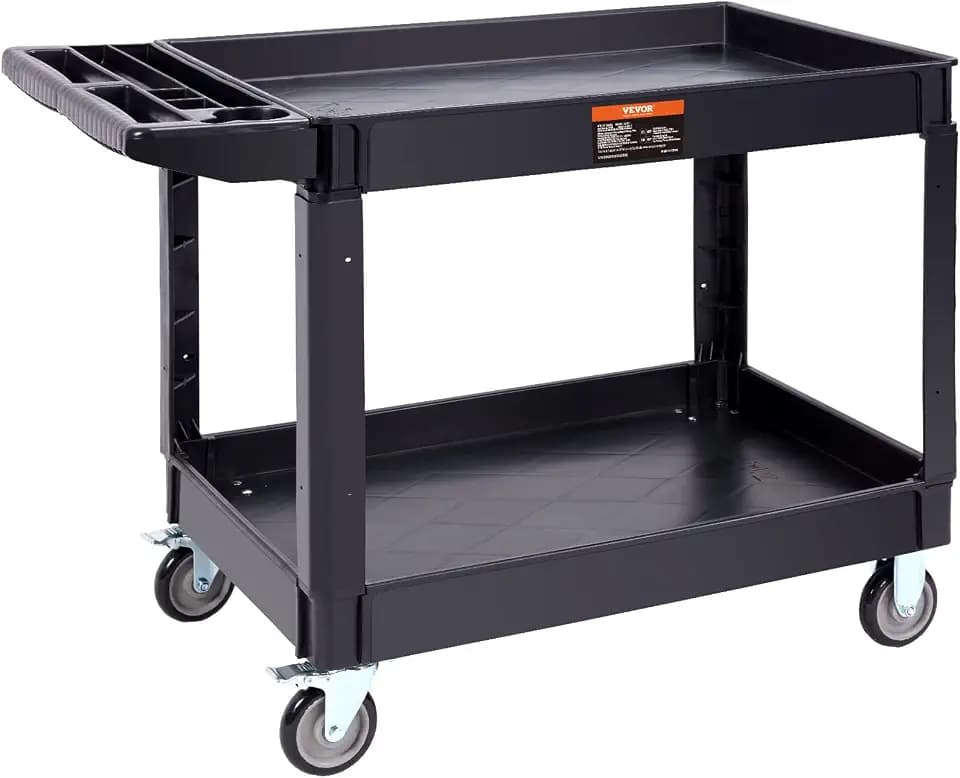 VEVOR Servierwagen 249kg Tragfähigkeit Abräumwagen 116x65x85cm Servicewagen aus PP Werkstattwagen mit arretierbaren Rädern Werkzeugwagen Werkstatt-Rollwagen für Lager Garagen Büros Gärtner Hotels