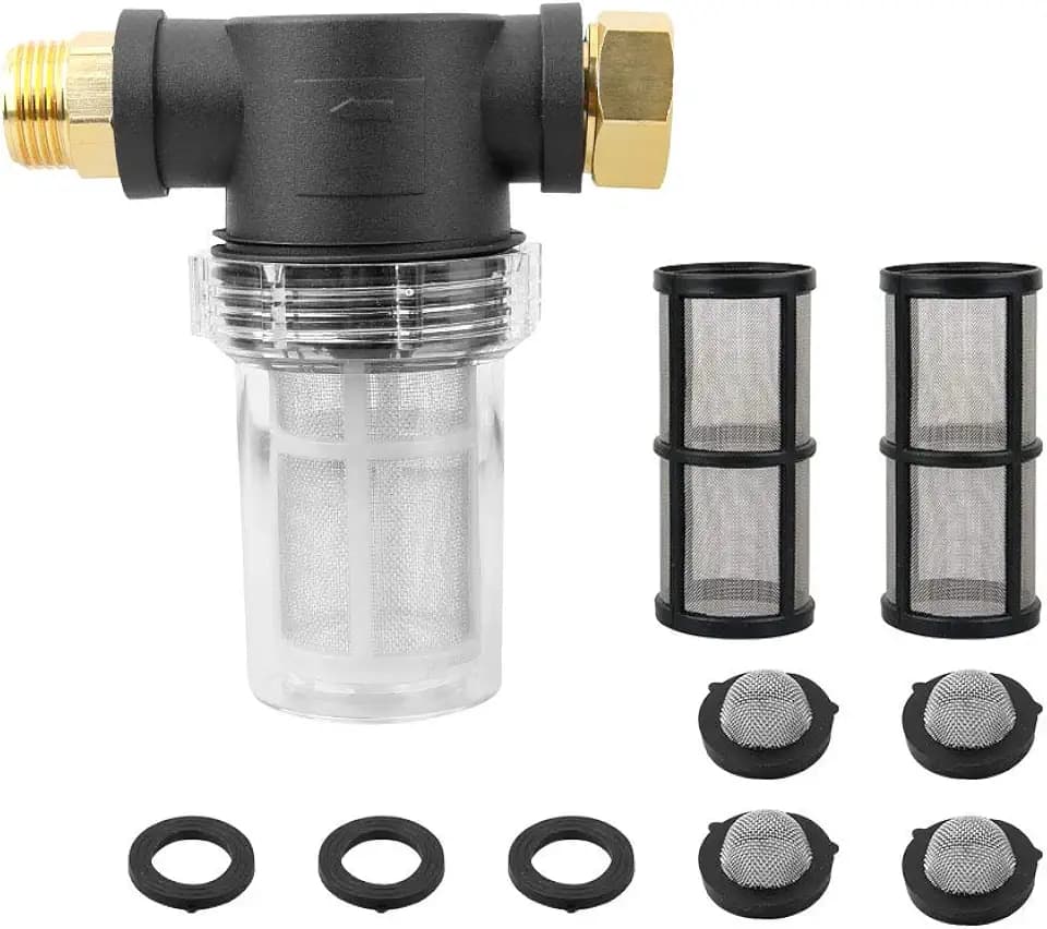 Sooprinse Garden Hose Inlet Filter for High Pressure Washer, Sediment Filter Attachment, 40 Mesh Screen, Extra 2 Pcs 100 Mesh, 3PCS O-Ring and 4PCS Filter Hose Washer