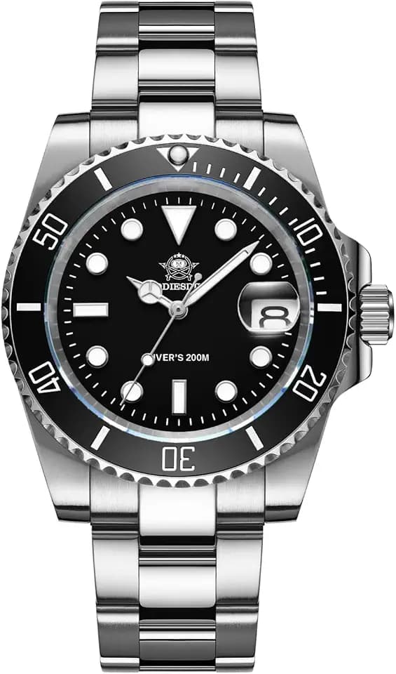 ADDIESDIVE 41 MM Mens Dive Watch Quartz Movement Watches for Men Easy to Read Dial 200 M Waterproof BGW9 Luminous Analog Orange/Red/Green/Black Gradient Dial