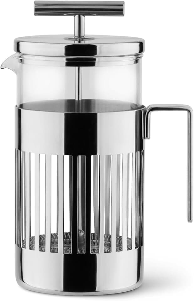Alessi 9094/8 Pressfilter aus Edelstahl 18/10 glänzend poliert und hitzebeständigem Glas