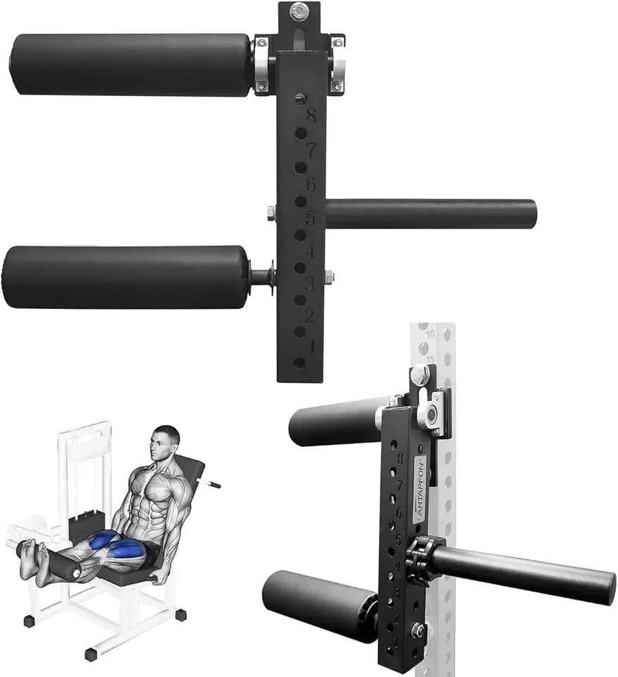 AHTAPFON Leg Extension Attachment,Leg Squat Roller Rack Mount,Adjustable Leg Extension and Curl Machine for Home Gym,Thickened Foam Roller Pads Diameter 12cm