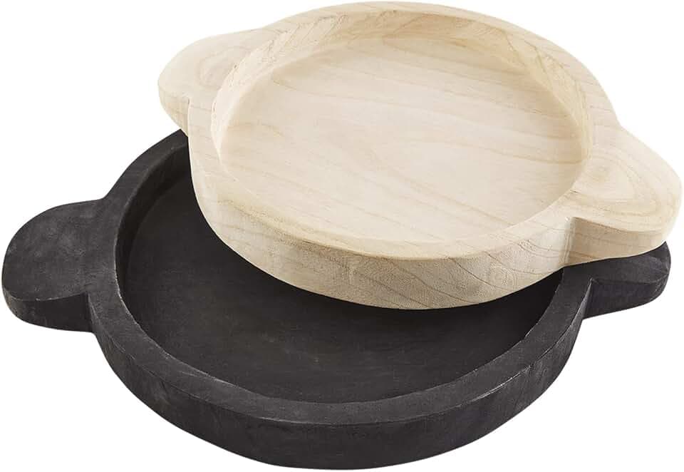 Mud Pie Paulownia Tray Set, Black, Small 2" x 17" | Large 2" x 19"