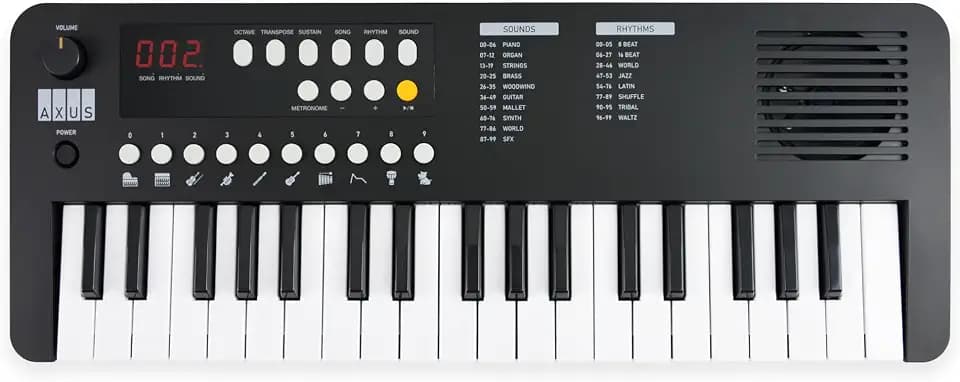 Axus Mini-Keyboard 37 Tasten, Schwarz, USB-C oder Batteriebetrieb