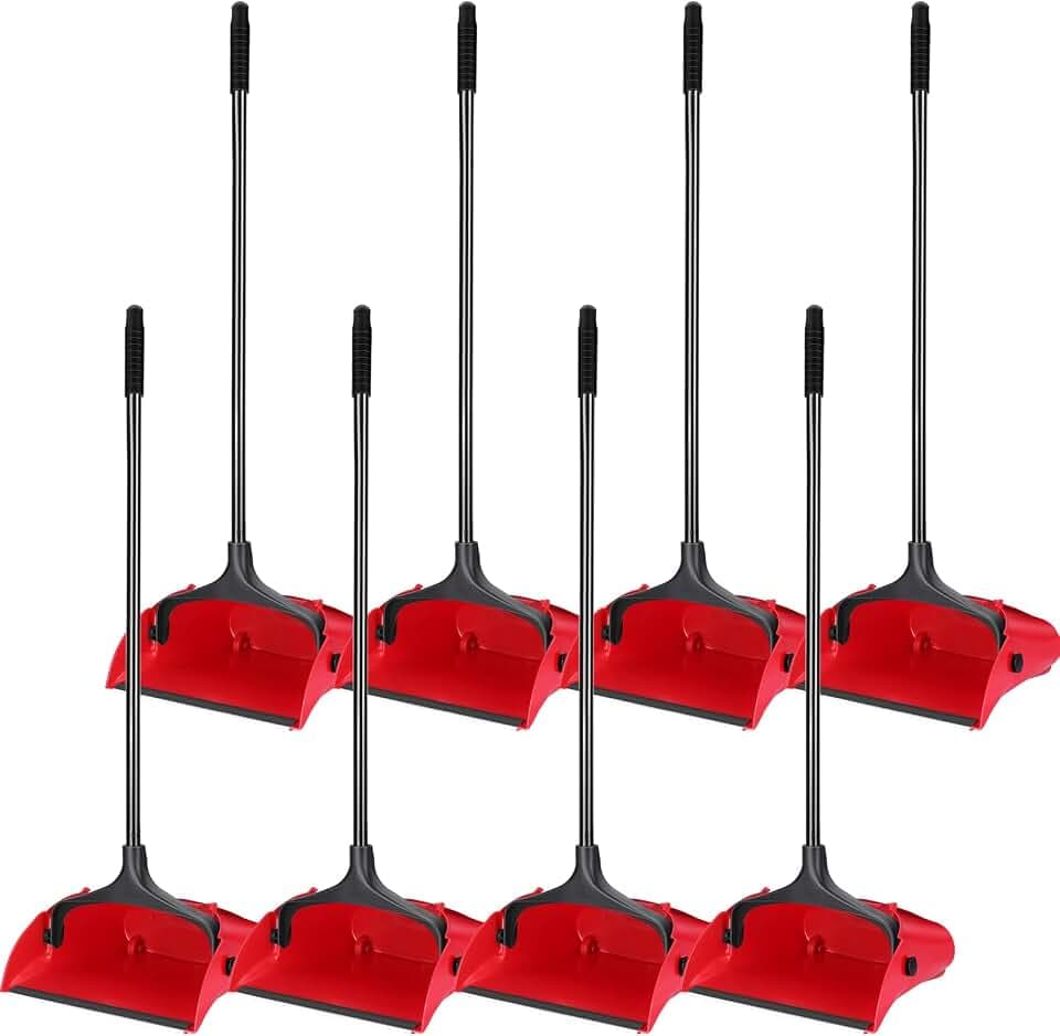 Weewooday 8 Pack Lobby Dustpan with Long Handle, Upright Dust Pan