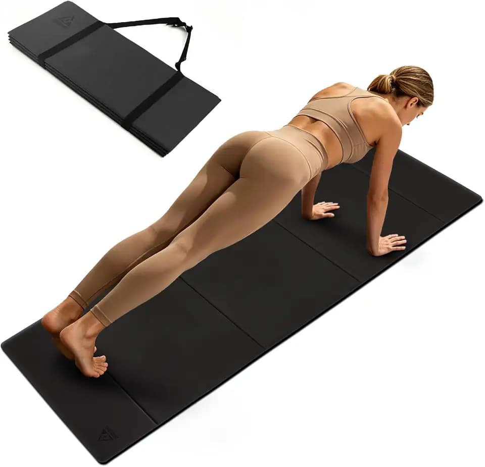 IwIeIaIrI Foldable Yoga Pilates Mat 6mm Thick with Carry Strap