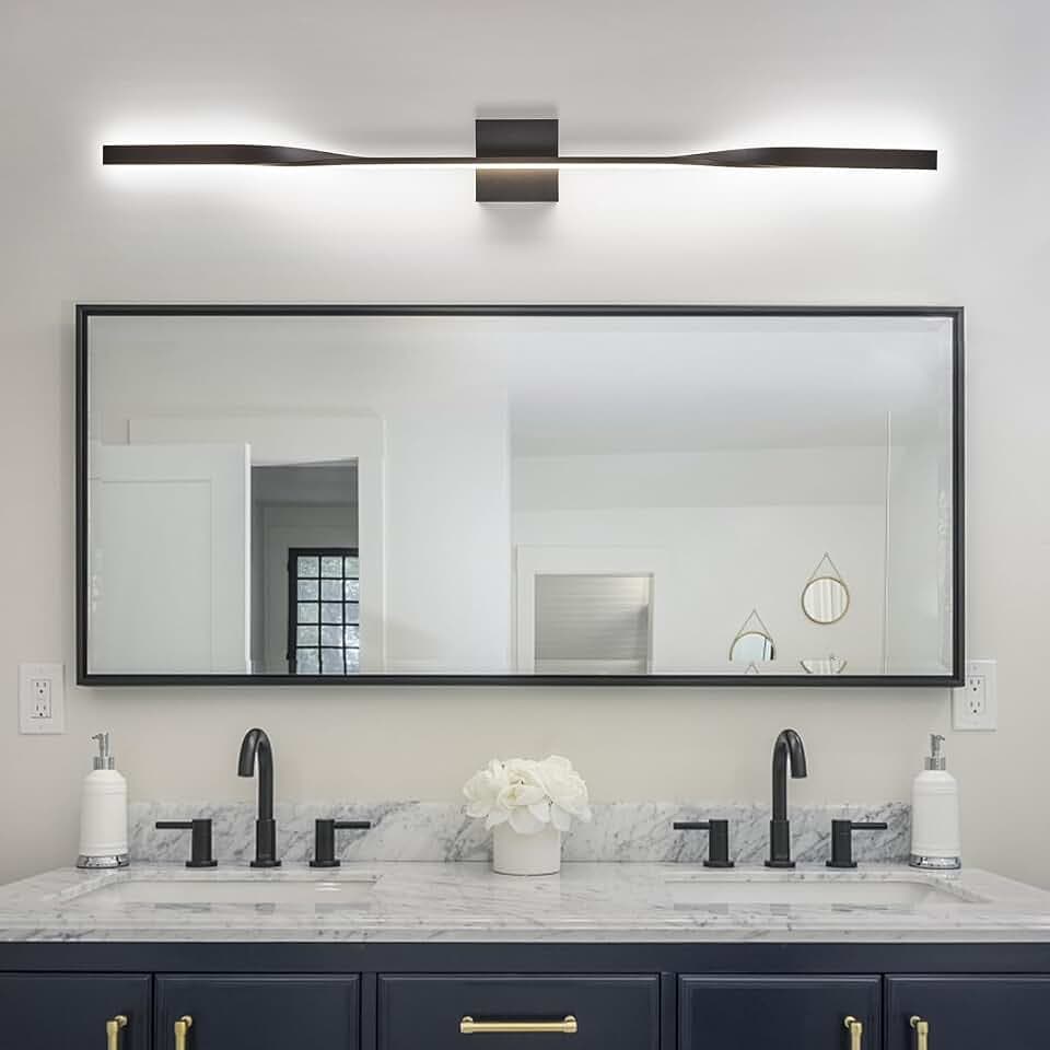 48” Long Bathroom Vanity Light, Hardwired Black Wall Mount Lighting LED Wall Lamp Wall Light Fixture for Living Room Bedroom Entrance Foyer