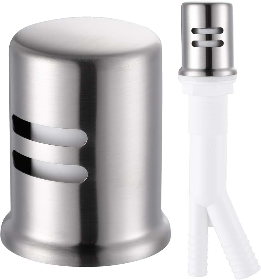 Dishwasher Air Gap Cover, Dishwasher Air Gap Cap for Kitchen Sink, Solid Brass Dishwasher Overflow Vent Cap Replacement Kit, Brushed Stainless Steel