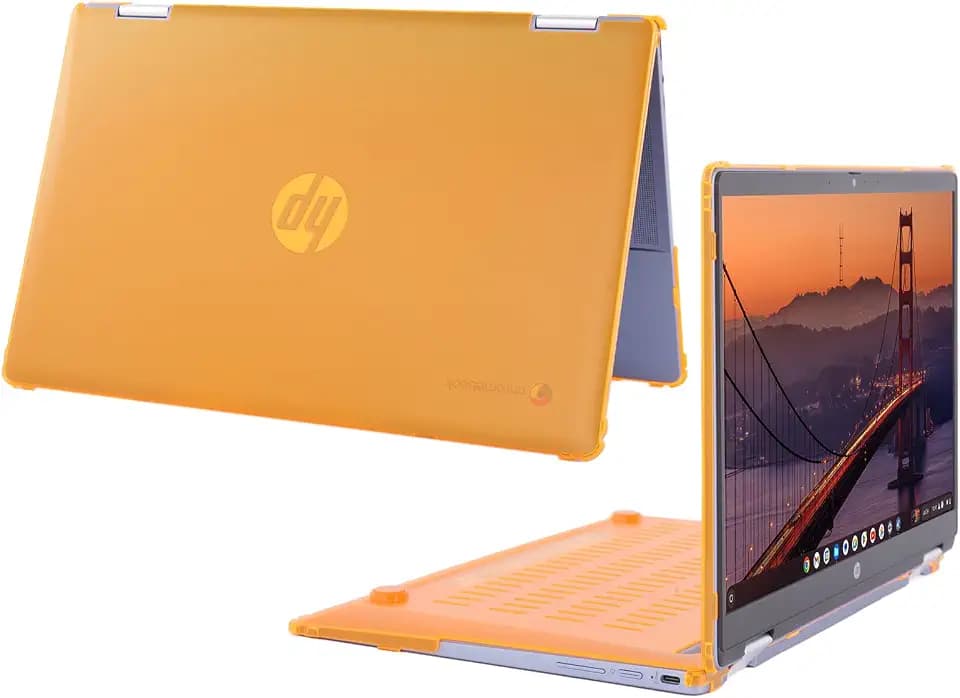 mCover Hard Case ONLY Compatible for 2024~2025 14" HP Chromebook x360 14B-CD0000 Series Laptop Computers (NOT Fitting Any Other HP Chromebook & Windows Notebook PC)- Orange