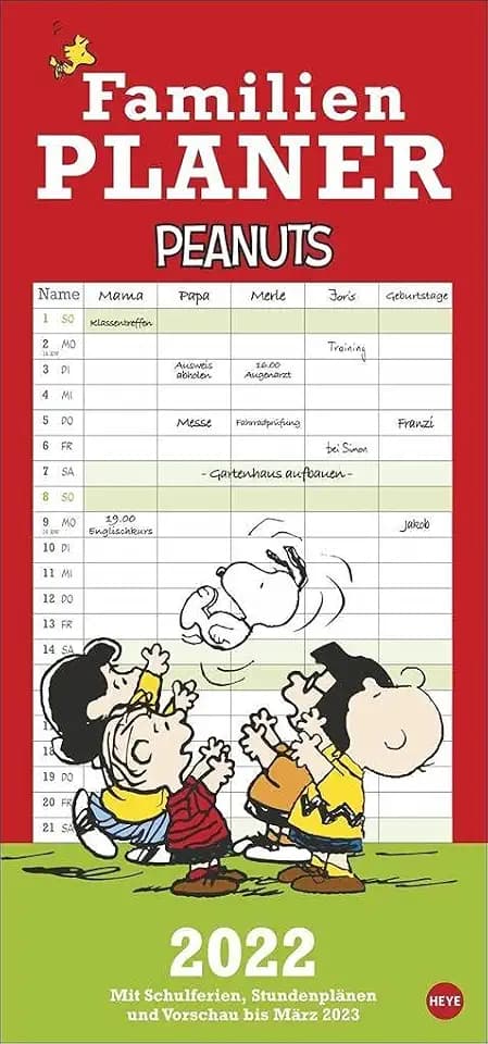 Peanuts Familienplaner Kalender 2022