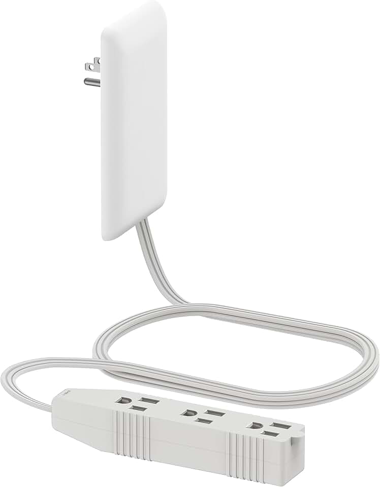 LIDER Flat-Face Outlet Extender, 3 Receptacles, 3ft Cord, 1625W, Ultra-Thin