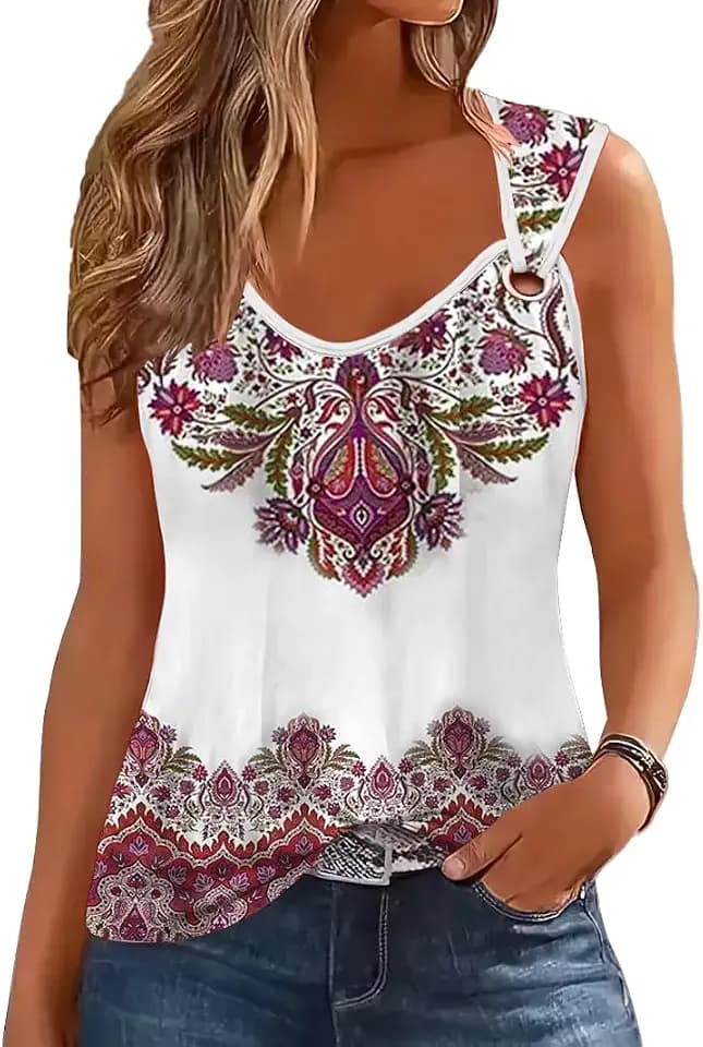 Womens Tank Tops Trendy Summer Top V Neck Sleeveless Casual Loose Shirts
