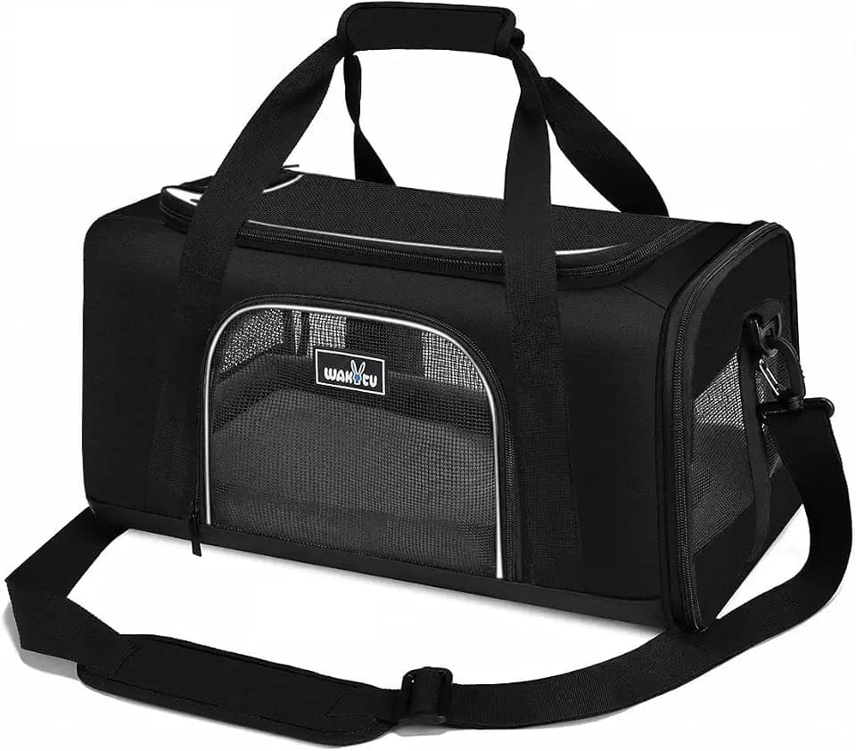Wakytu TSA Approved Pet Carrier for Small Cats and Dogs,17.7x11x8.3, Black