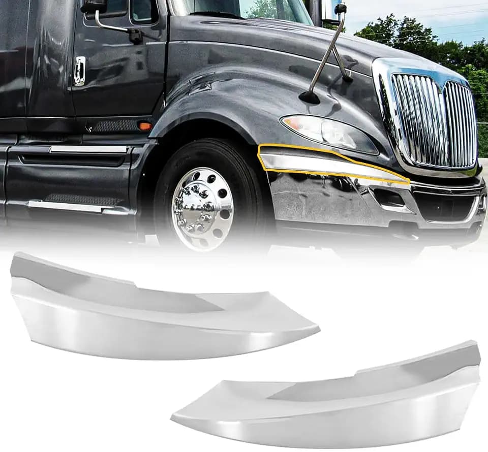 Corner Bumper Chrome-Plated Corner Compatible With 2002-2018 International Prostar,Driver & Passenger side (A Pair).