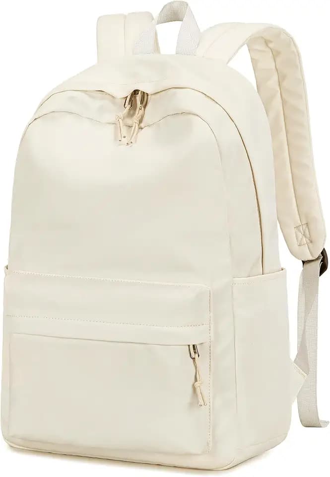 Bluboon School Backpack for Teen Girls Women Laptop Backpack College Bookbags Middle School Travel Work Commuter Back Pack(Solid Beige)