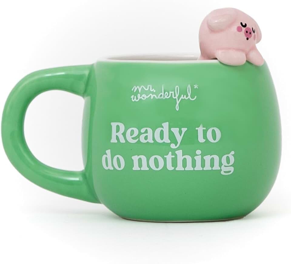Mr. Wonderful 3D Tasse Lazy Schwein - Ready to Do Nothing - Dolomit Tasse 350 ml