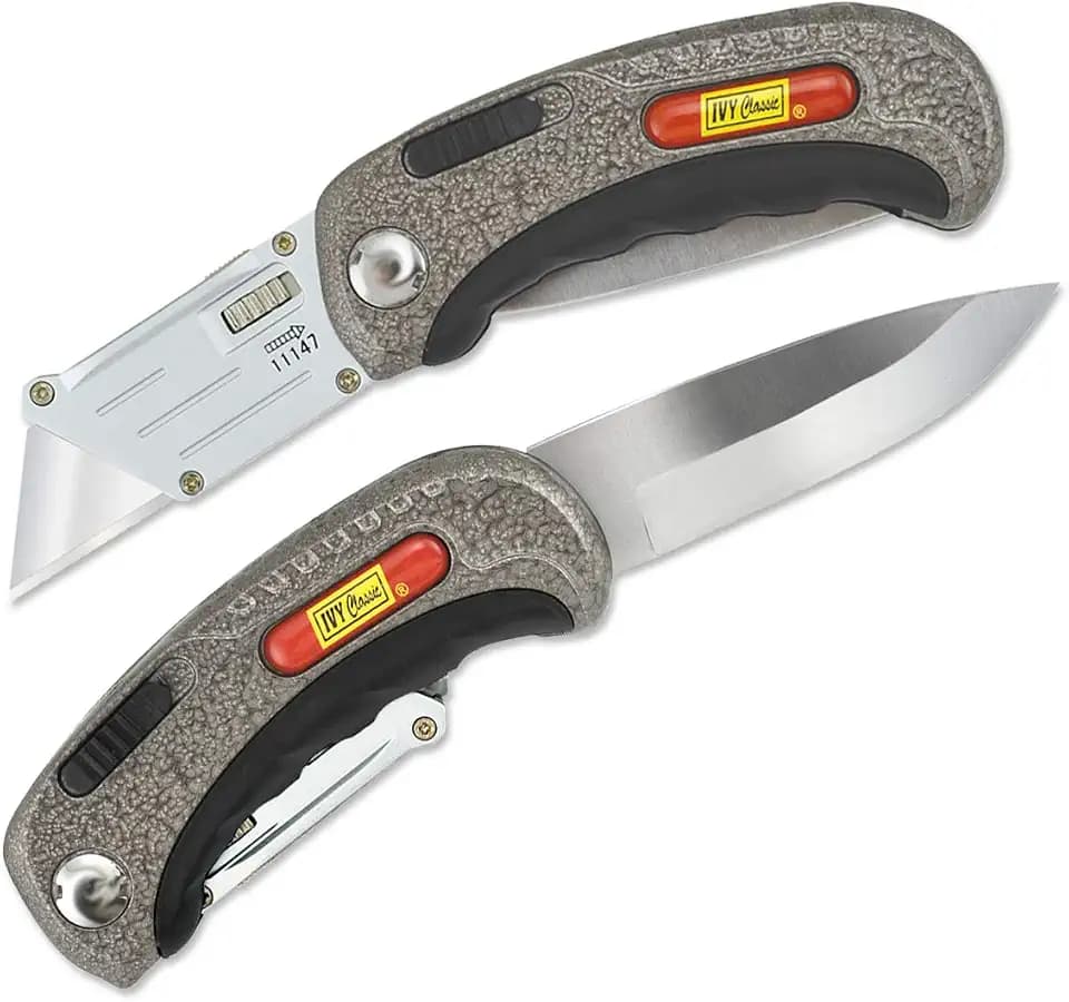 IVY Classic 11147 Hinge-Loc 2-in-1 Folding Sport/Utility Knife, 1/Card