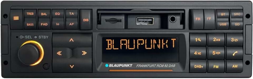 Blaupunkt Frankfurt RCM 82 DAB, 1-DIN Autoradio, Youngtimer-Design, DAB+, Bluetooth, Freisprecheinrichtung, USB, Aux-Eingang, SDHC, SD, Lenkradfernbedienung, Sub-Out, Variocolour, 4x50Watt, 12V