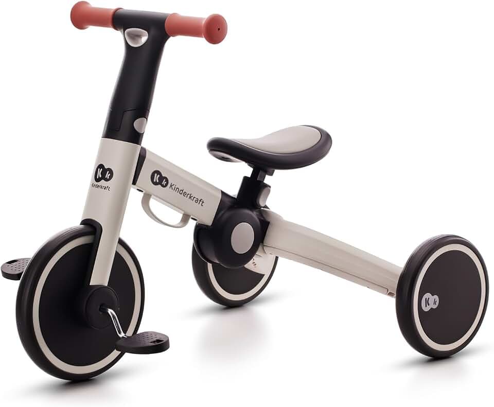 Kinderkraft Dreirad 3in1 4TRIKE, Leicht Rutscher, Laufrad, Zusammenklappbar, ergonomische Sattel, ab 12 Monat bis 5 Jahre