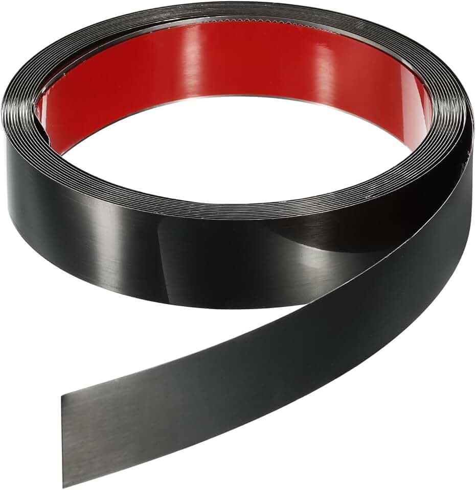 HARFINGTON 16.4ft x 1.18" Wall Trim Peel and Stick Molding Trim Frame, Self Adhesive Stainless Steel Brushed Finish Metal Strip for Wall Ceiling Floor Cabinet Tile Edge, Black