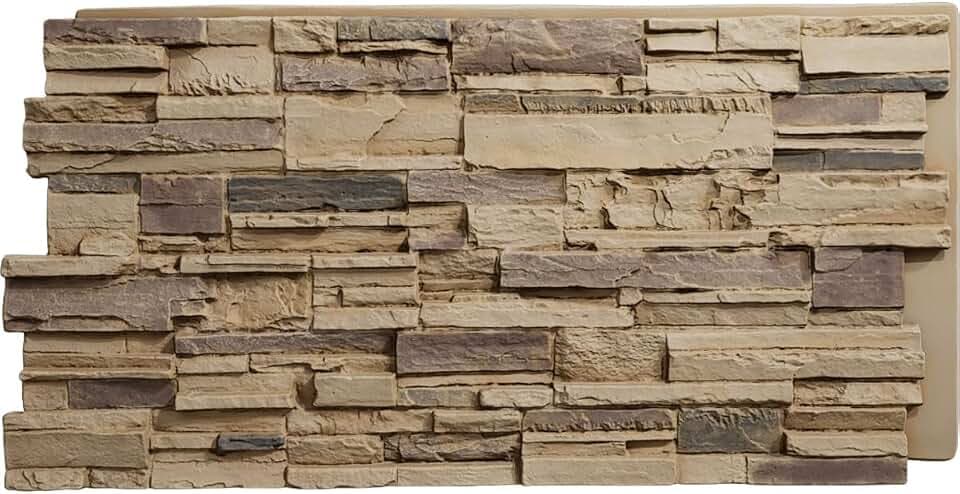 EverStone Cascade Faux Stone Panel, 48 5/8"W x 24 3/4"H x 1 1/4"D, Adobe Color