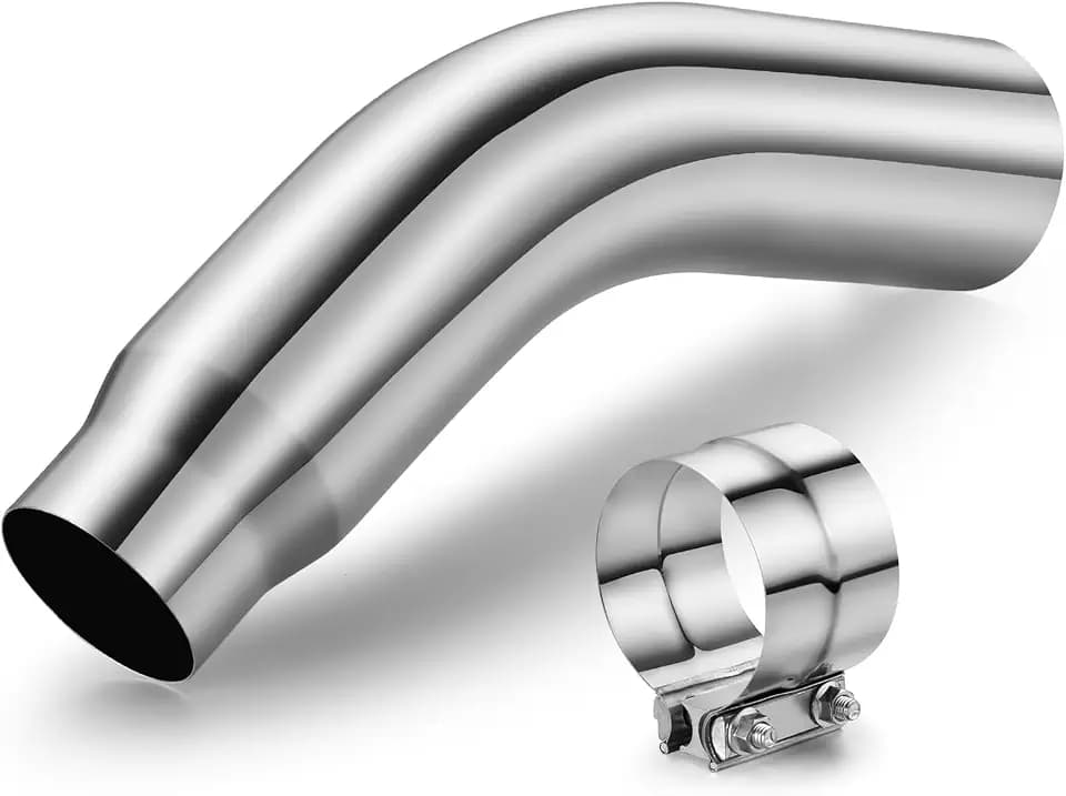 4 Inch Exhaust Elbow Tip With a Clamp,4''Inlet 5'' Outlet 23" Overall Length Elbow Tip,Stainless Steel Exit Exhaust Diesel Exhaust Tip for Pickups, Trucks and Cars