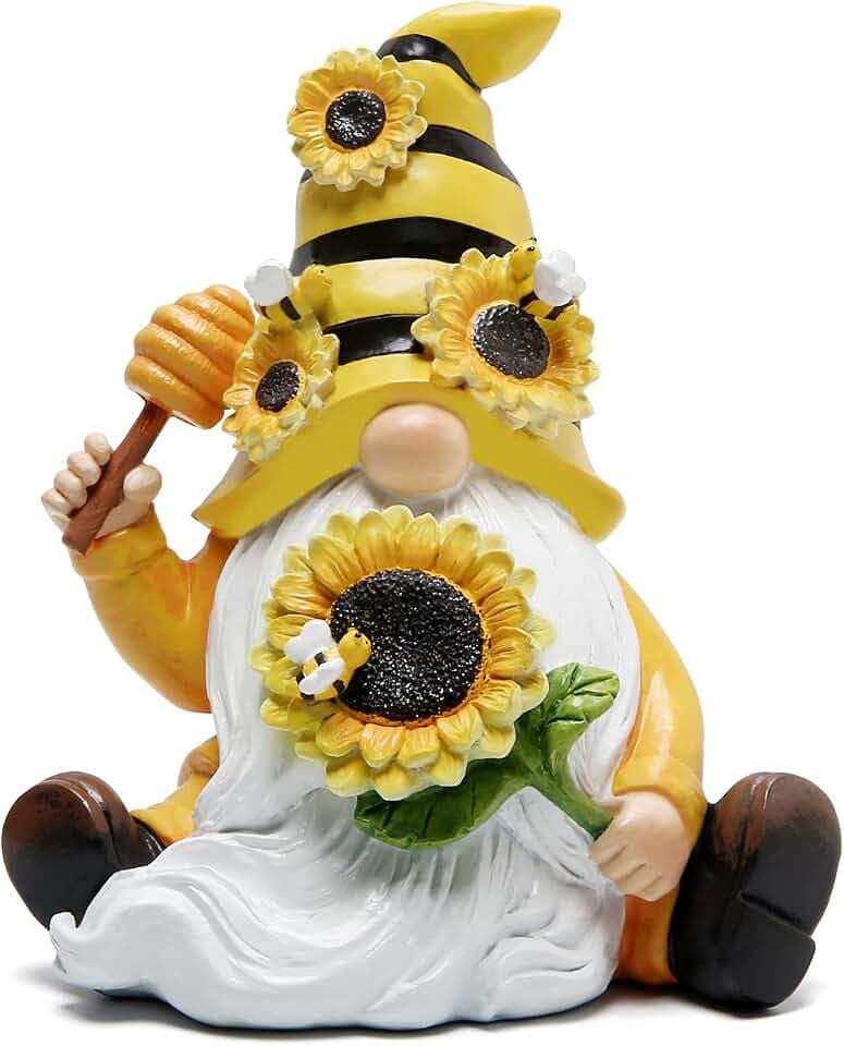 Hodao Bumble Bee Gnome Decorations, Spring Honey Bee Elf for Garden, Porch
