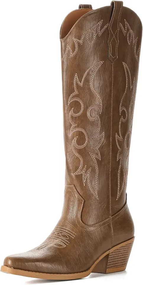 Cowboy Boots for Women Knee High Wide Calf Cowgirl Boots