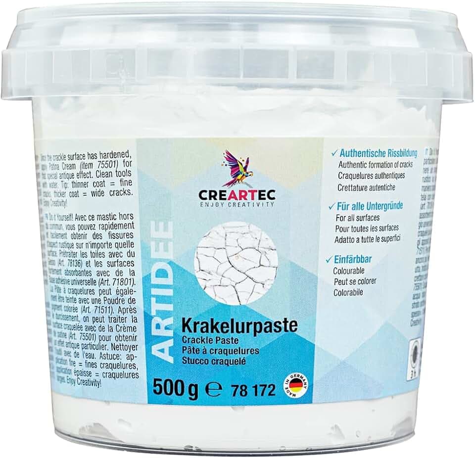 CREARTEC Krakelurpaste - Spachtelmasse für antik wirkende Oberflächen - 500 g - Made in Germany