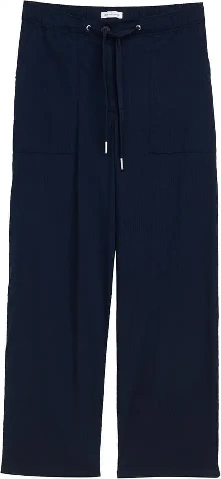 Tom Tailor Damen Seersucker Culotte Hose mit Kordelzug