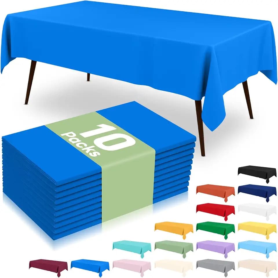 misaya 10 Packs Plastic Table Cloth Blue Disposable Tablecloth