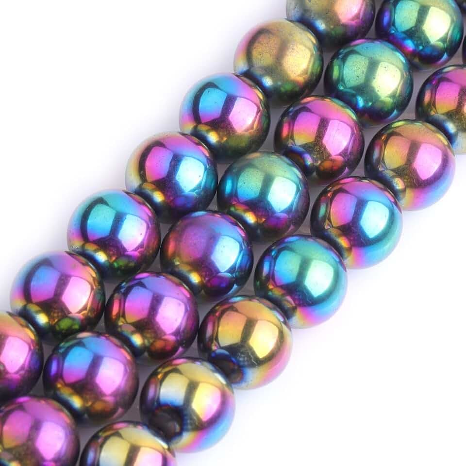 GEM-insid 16mm Multicolor Hematite NonMagnetic Gemstone Loose Beads Round Energy Stone Power Beads for Jewelry Making 15"